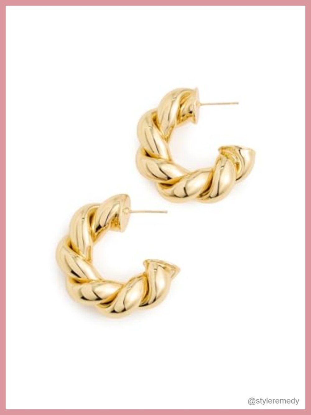 Rope Hoop Earrings Braided Design Metal Post Closure